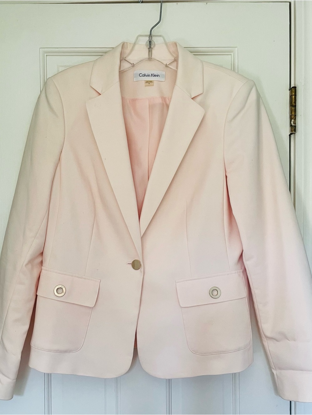 Calvin Klein Light Peachy Pink Single-Button Tailored Blazer
